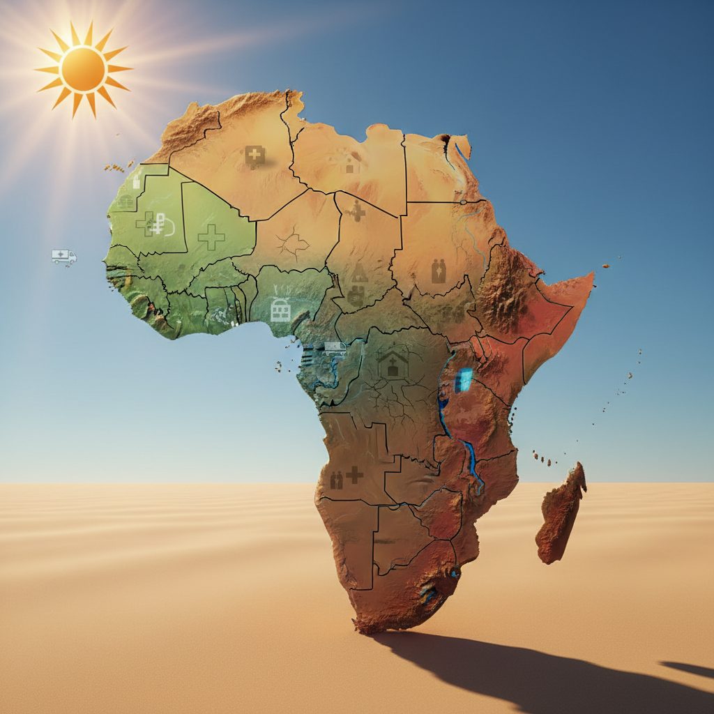 Sunny Africa map with health contrast