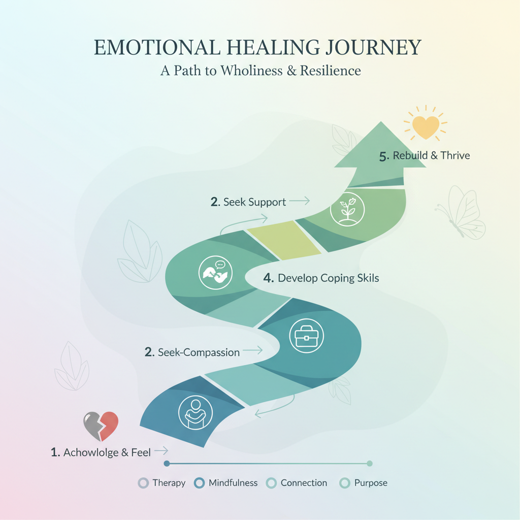 Recovery path emotional healing infographic design
